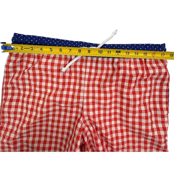 Massimo Dutti Swim Shorts M Red Gingham Navy Polka Dot Preppy Beach - Picture 10 of 15